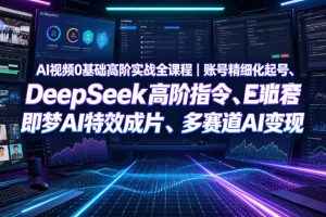 AI视频0基础高阶实战全课程｜账号精细化起号、DeepSeek高阶指令、即梦AI特效成片、多赛道AI短视频量产变现