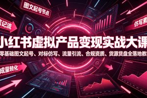 小红书虚拟产品变现实战大课｜零基础图文起号、对标仿写、流量引流、合规资质、货源货盘全落地教程