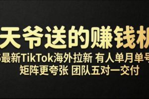 老天爷送的賺钱机会！2026最新TikTok海外拉新，有人单月单号10W+，矩阵更夸张，团队交付【揭秘】