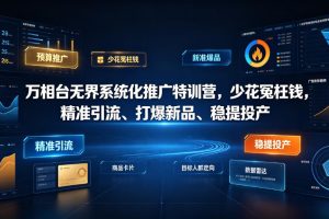 万相台无界系统化推广特训营VI0.0，少花冤枉钱，精准引流、打爆新品、稳提投产（全程录音+字幕）