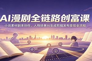 AI漫剧全链路创富课：小说素材剧本创作，人物场景AI生成剪辑发布变现全流程