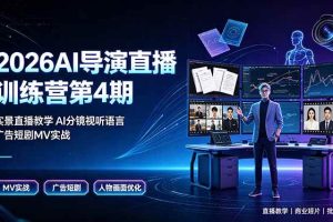 （19216期）2026AI导演直播训练营第4期，实景直播教学AI分镜视听语言，广告短剧MV实战，解决人物画面崩坏痛点