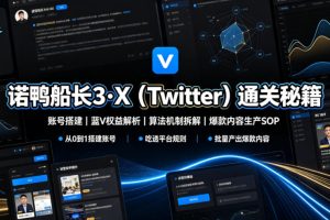 诺鸭船长3·X（Twitter）通关秘籍，涵盖账号搭建、蓝V权益解析、算法机制拆解及爆款内容生产SOP