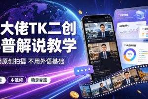 某大佬TK二创科普解说教学,不用原创拍摄不用外语基础,零基础做TikTok中视频稳定变现
