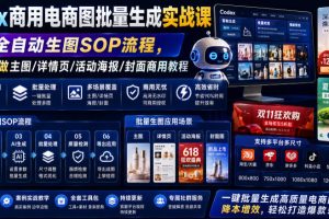 Codex商用电商图批量生成实战课｜电商全自动生图SOP流程，一键批量做主图/详情页/活动海报/封面商用教程