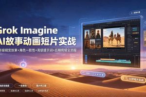（19305期）Grok Imagine AI故事动画短片实战：电影级视觉效果+角色一致性+高级提示词+后期剪辑全流程