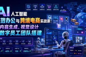 AI人工智能高效办公与跨境电商实战课：从内容生成、视觉设计到数字员工团队搭建