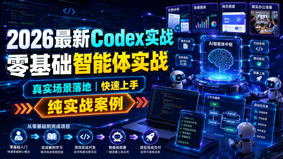 2026最新Codex实战零基础智能体实战，真实场景落地，快速上手，纯实战案例