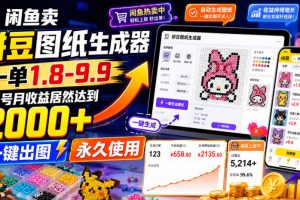 闲鱼卖拼豆图纸生成器，一单1.8-9.9，单号月收益居然达到2000+一键出图永久使用