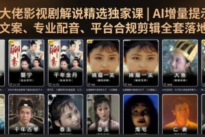 资深大佬影视剧解说精选独家课｜AI增量提示词、爆款文案、专业配音、平台合规剪辑全套落地教学