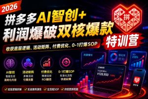 2026拼多多AI智创+利润爆破双核爆款特训营，收获底层逻辑、活动矩阵、付费优化、0-1打爆SOP