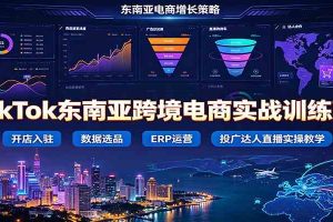 TikTok东南亚跨境电商实战训练营：开店入驻数据选品ERP运营，投广达人直播实操教学