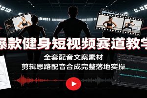 爆款健身短视频赛道教学：全套配音文案素材，剪辑思路配音合成完整落地实操