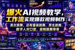 爆火AI视频教学,工作流实现爆款视频制作:美女跳舞,还有童装跳舞,男生跳舞,数字人对口型,宠物跳舞等等