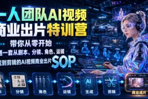 一人团队AI视频商业出片实战课:带你从零开始跑通一套从剧本、分镜、角色、运镜、生成到剪辑的AI视频商业出片SOP