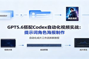 GPT5.6搭配Codex自动化视频实战：提示词角色海报制作，自动化成片工作流拆解教程