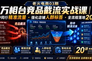 老火电商03期・万相台竞品截流实战课｜抢夺同行精准流量・强化店铺人群标签・全流程落地20讲