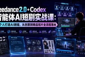 Seedance2.0+Codex智能体AI短剧实战课:一个人打造AI剧组,从创意到精品短片全流程