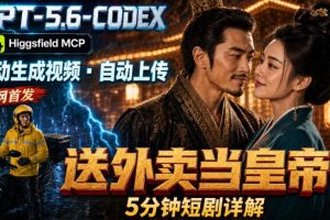 GPT-5.6 Codex+Higgsfield MCP：一条指令生成5分钟短剧并自动上传YouTube（油管）