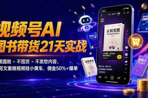 (19559期)繁花视频号AI图书带货21天实战:不用露脸×不囤货×不发愁内容,AI写文案做视频挂小黄车,佣金50%+爆单