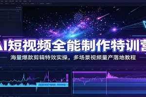 AI短视频全能制作特训营:海量爆款剪辑特效实操,多场景视频量产落地教程