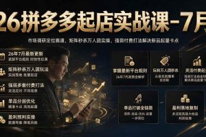 （19580期）26拼多多起店实战课-7月｜市场调研定位赛道，矩阵秒杀万人团实操，强弱付费打法解决新品起量卡点