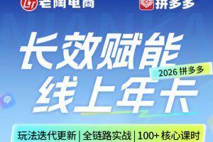 拼多多线上SVIP线上年卡，从认知到基础、从推广到活动、从活动到玩法，全链路实战（260730）