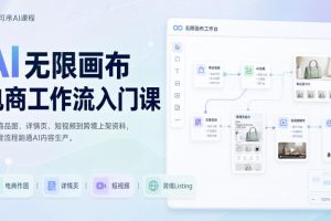 AI无限画布电商工作流入门课,从电商图片、详情页、带货视频到TK亚马逊产品上架模板实战,一套课程搞定