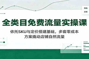 全类目免费流量实操课:依托SKU与定价搭建基础,多套零成本方案撬动店铺自然流量