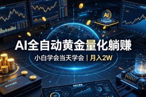 AI全自动黄金量化躺赚：小白学会当天学会，月入2W！