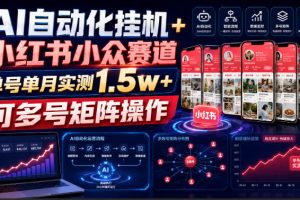 AI自动化挂G+小红书小众赛道，单号单月实测1.5w+，可多号矩阵操作【揭秘】