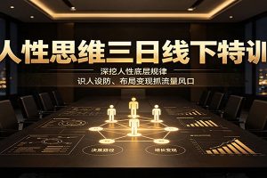 人性思维三日线下特训:深挖人性底层规律,识人设防、布局变现抓流量风口