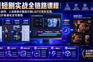 AI短剧实战全链路课程|从脚本创作、人设场景分镜设计到LibTV高阶实操、一键成片标准化交付教程