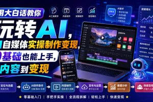 用大白话教你玩转AI，AI自媒体实操制作变现，0基础也能上手，从内容到变现