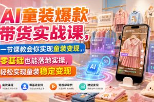 AI童装爆款带货实战课,一节课教会你实现童装变现,零基础也能落地实操