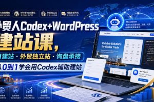 外贸人Codex+WordPress建站课,AI建站·外贸独立站·询盘承接,从0到1学会用Codex辅助建站(更新0810)