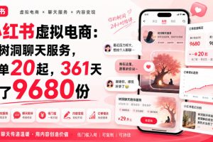 小红书虚拟电商：靠树洞聊天服务，一单20起，361天卖了9680份