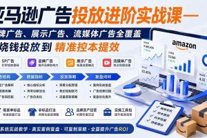（19882期）亚马逊广告投放进阶实战课——品牌广告、展示广告、流媒体广告全覆盖，从烧钱投放到精准控本提效