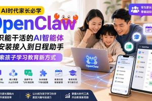 （19892期）AI时代家长必学OpenClaw——认识能干活的AI智能体，从安装接入到日程助手，探索孩子学习教育新方式