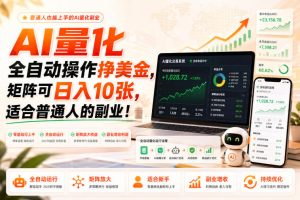 AI量化全自动操作挣美金,矩阵可日入10张,适合普通人的副业!【揭秘】