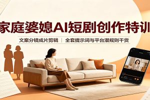 家庭婆媳AI短剧创作特训:文案分镜成片剪辑,全套提示词与平台潜规则干货