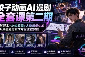 （19910期）饺子动画AI漫剧全套课第二期：原创剧本+小说改编+人物场景生成，从AI分镜到剪辑成片全流程实操
