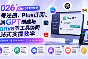 (19924期)2026 ChatGPT实战营;账号注册、Plus订阅、专属GPT创建与Canva等工具协同一站式实操教学