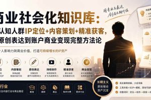 (19733期)商业社会化知识库:高认知人群IP定位+内容策划+精准获客,从原创表达到账户商业变现完整方法论
