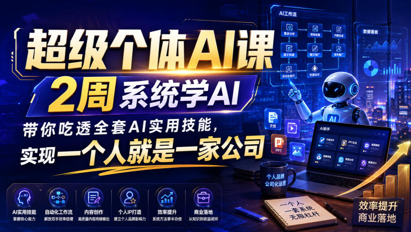 超级个体AI课,2周系统学AI,带你吃透全套AI实用技能,实现一个人就是一家公司(更新0818)
