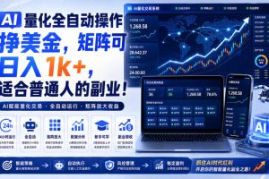 AI量化全自动操作挣美金,矩阵可日入1k+,适合普通人的副业!【揭秘】