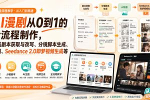 AI漫剧从0到1的全流程制作,覆盖剧本获取与改写、分镜脚本生成、角色场景生图与三视图、Seedance 2.0即梦视频生成(PDF版)
