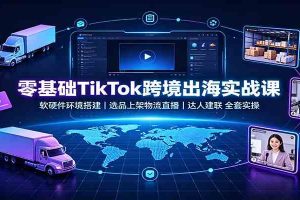 零基础TikTok跨境出海实战课：软硬件环境搭建，选品上架物流直播，达人建联全套实操