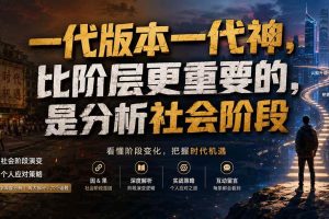 (19745期)付费文章:一代版本一代神,比阶层更重要的,是分析社会阶段