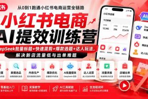 （19749期）小红书电商AI提效训练营—DeepSeek批量标题+快速混剪+爆款选题+达人玩法，解决新店流量低与出单难题